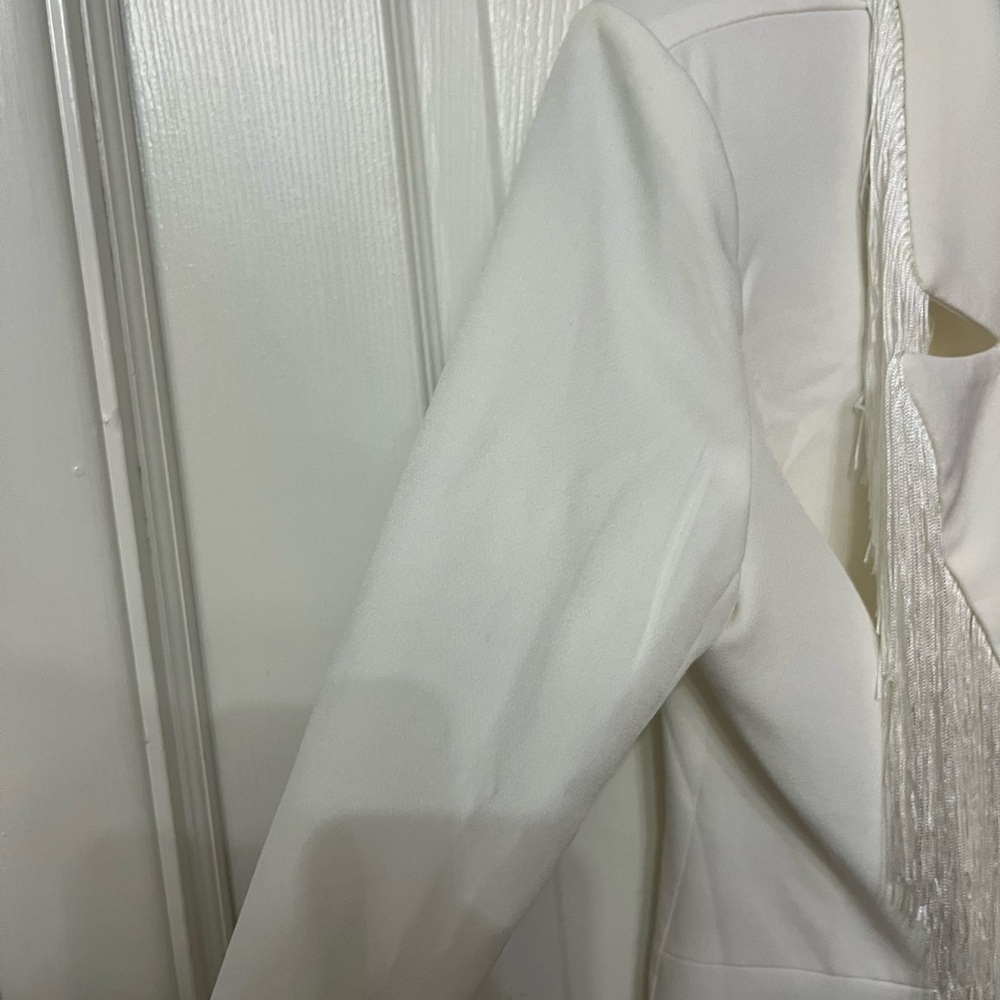 NASTY GAL White‎ Fringe oversized Blazer size 2 - Picture 4 of 11